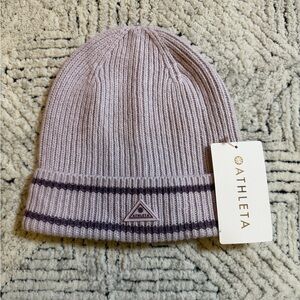 Athleta Lavender Ribbed Knit Beanie NWT